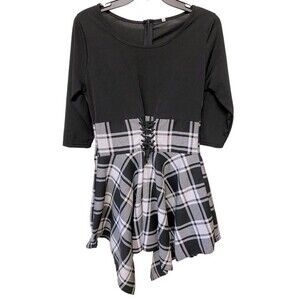 Unbranded Women’s Plaid Lace-Up Dress